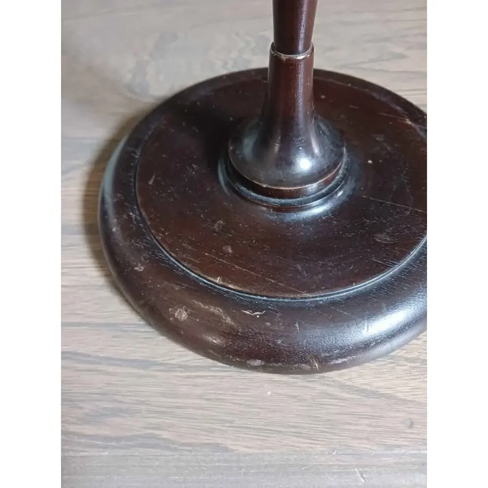 Antique Tall Hand Turned Carved Wood Candlestick